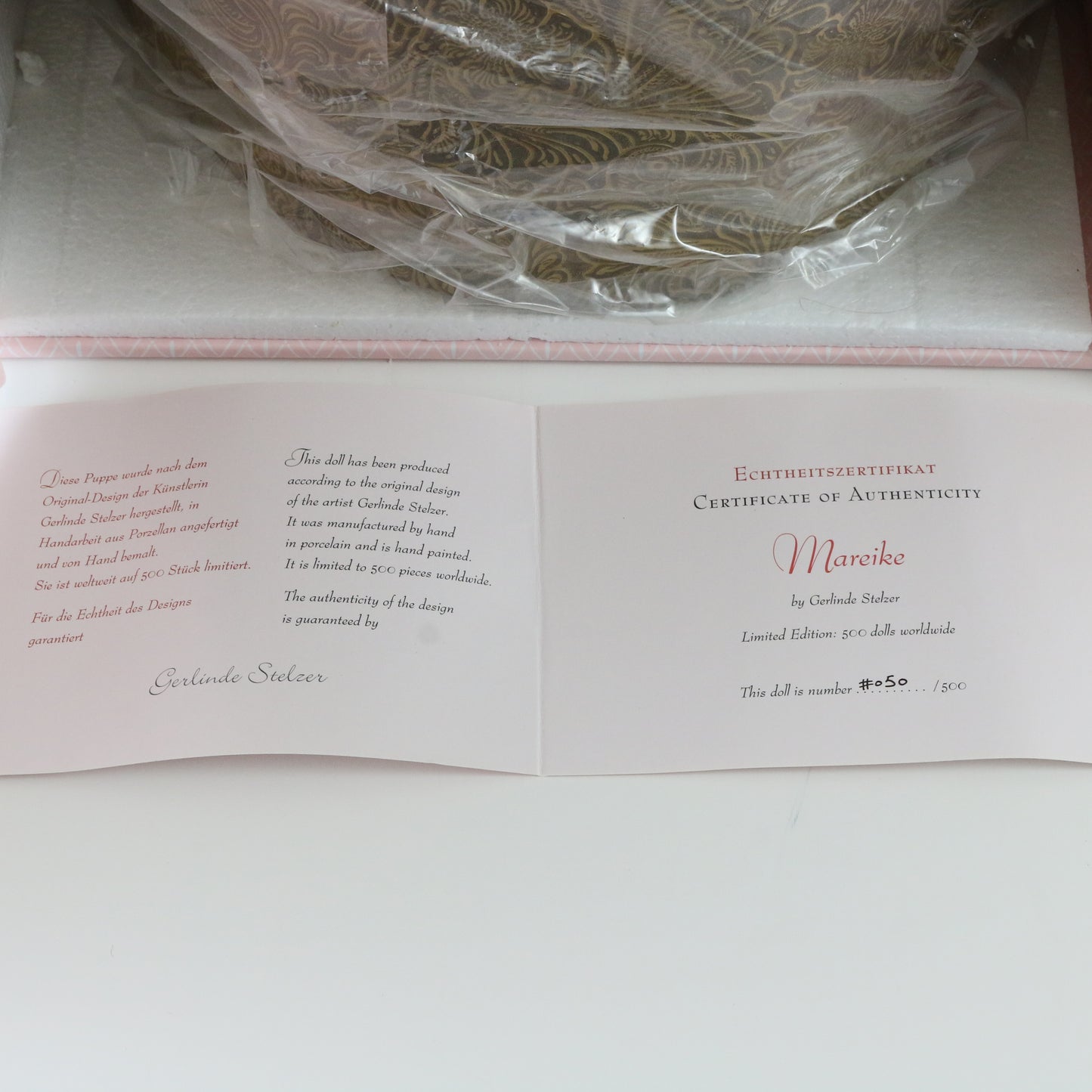 Mareike Gerlinde Stelzer Heart & Soul Porcelain Doll 50/500 W/ Accessories