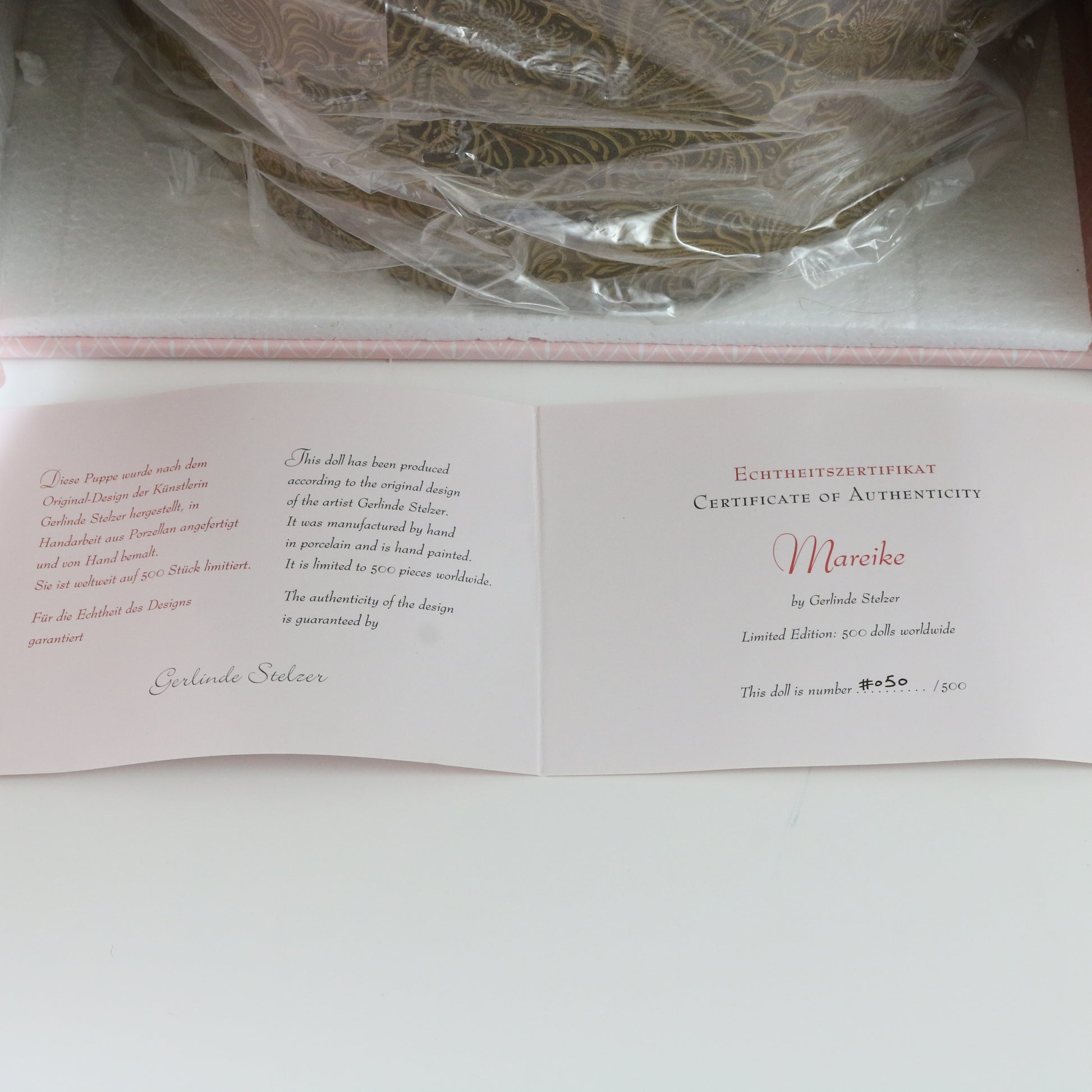 Mareike Gerlinde Stelzer Heart & Soul Porcelain Doll 50/500 W/ Accessories