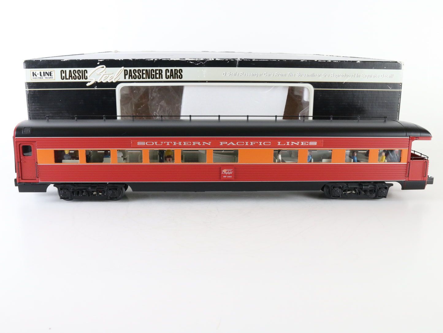 K-line O Southern Pacific Daylight 290 Extruded Aluminum Observation Car – K-line O scale Southern Pacific Daylight aluminum observation car for passenger train layouts.