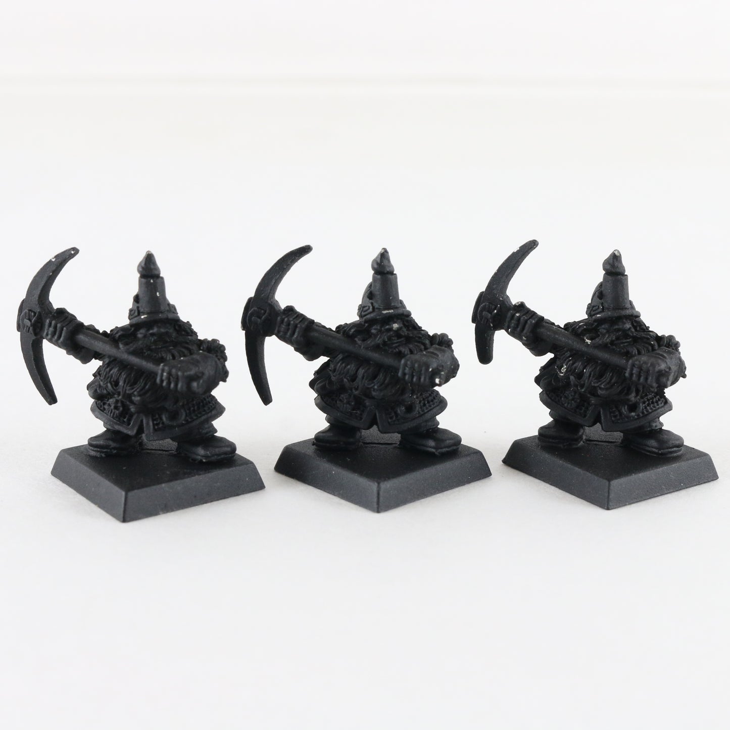 Lot Of 3 Dwarf Miners Citadel Warhammer 8044/3 Black Painted Figures