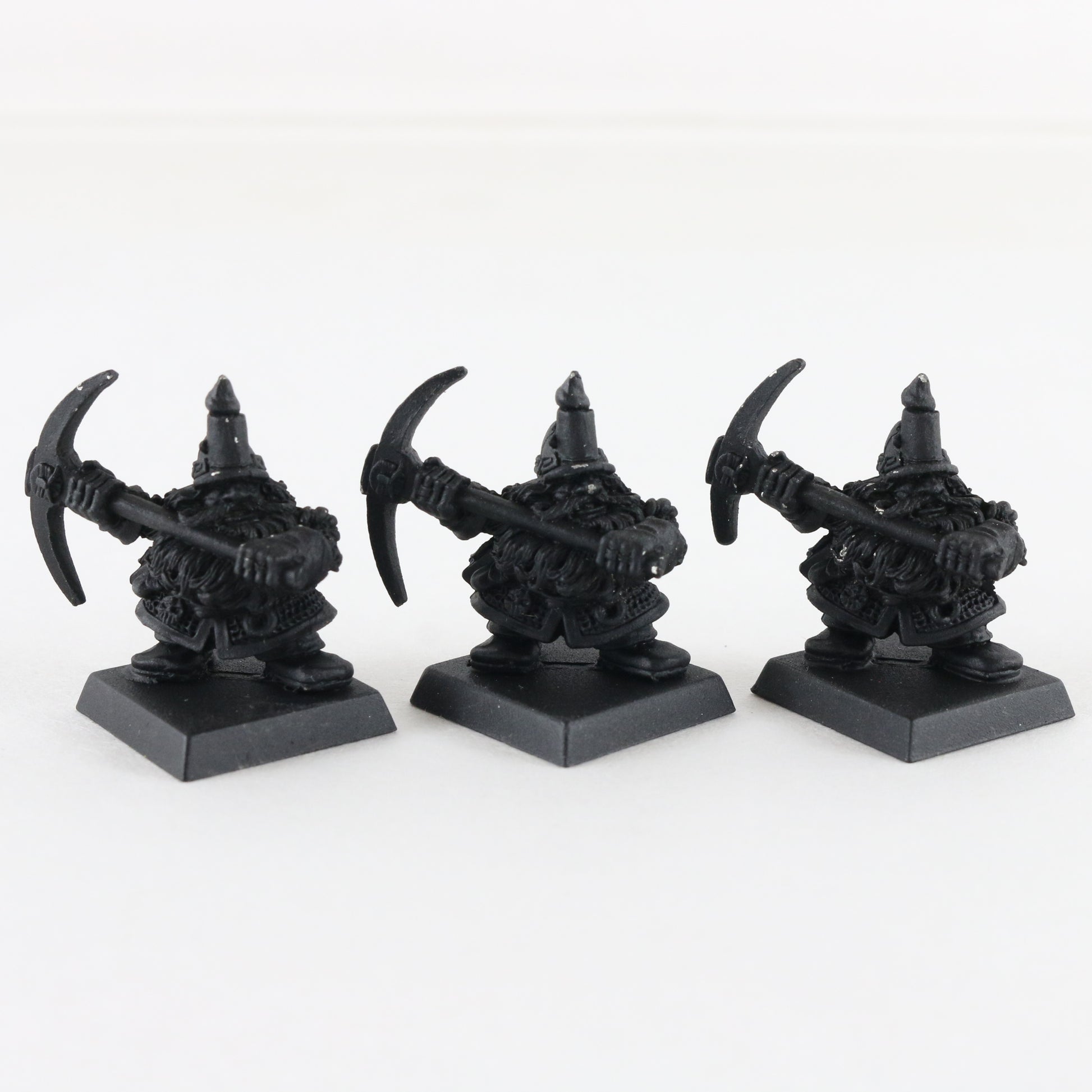 Lot Of 3 Dwarf Miners Citadel Warhammer 8044/3 Black Painted Figures