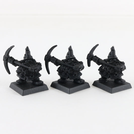 Lot Of 3 Dwarf Miners Citadel Warhammer 8044/3 Black Painted Figures