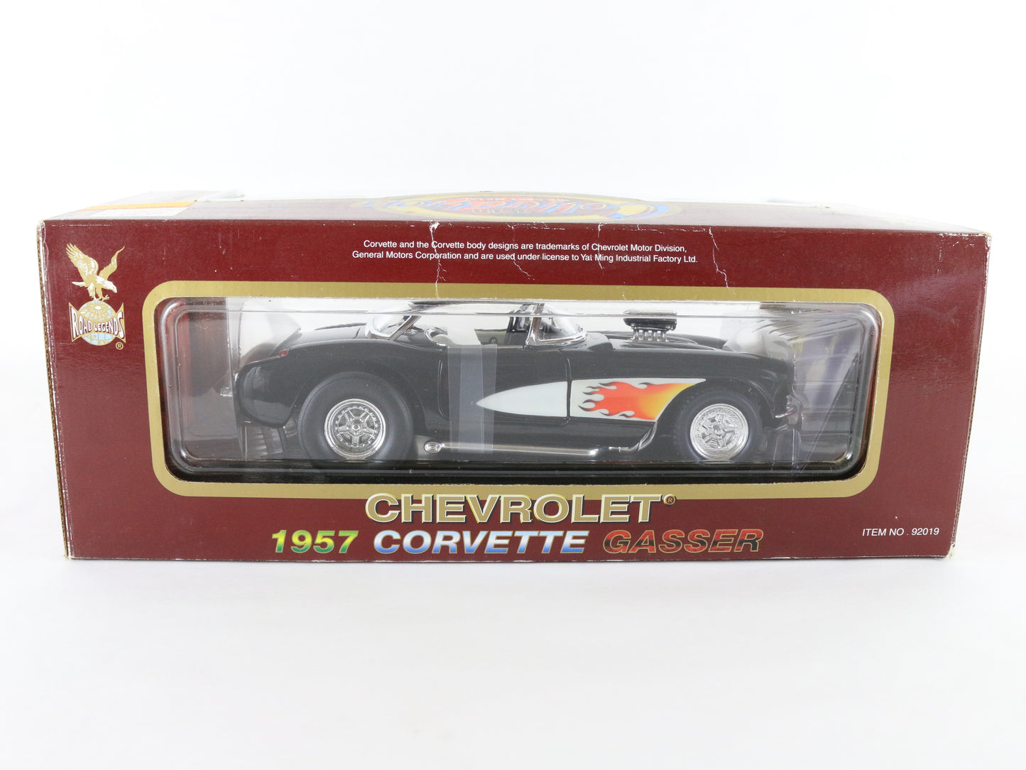 1957 Chevy Corvette Gasser Black W/ Flames Road Legends 1:18 Diecast Model 92019