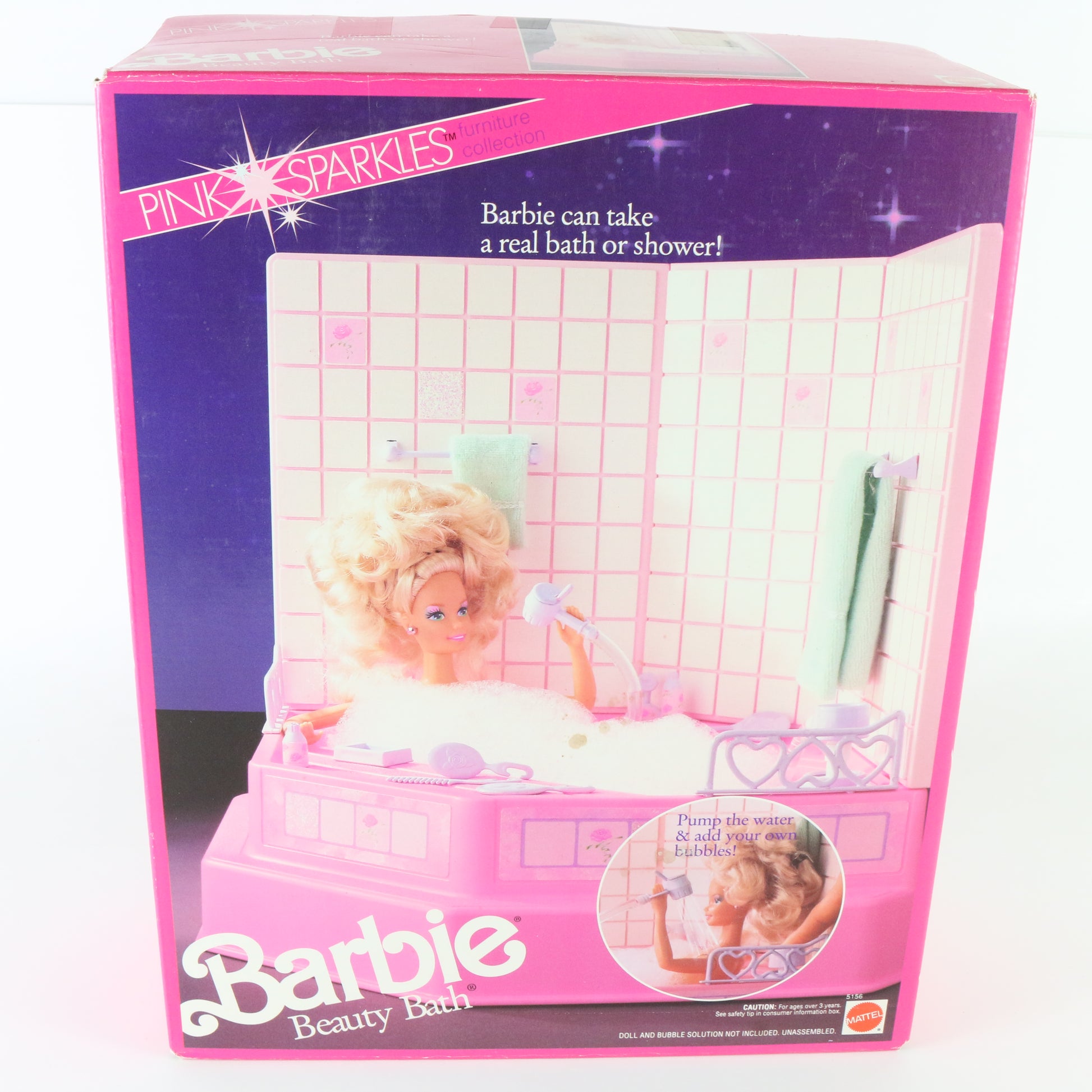 Barbie Beauty Bath Pink Sparkles Furniture Collection Set Mattel 5156 1990