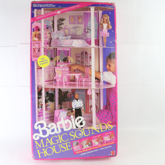 Barbie Magic Sounds House Pink Sparkles Furniture Set Mattel 2464 1991 in Box