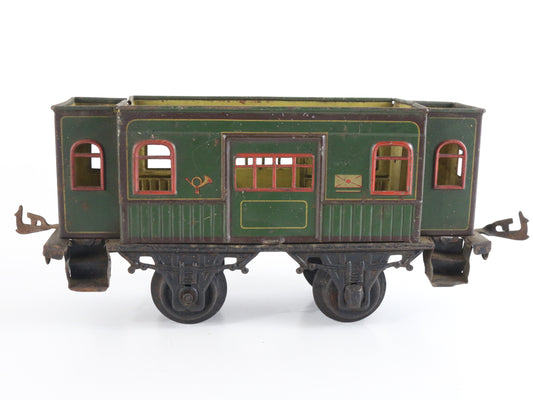 Bing Prewar GBN O Green Postwagen Baggage Car Model Train historic German baggage coach tinplate collectible