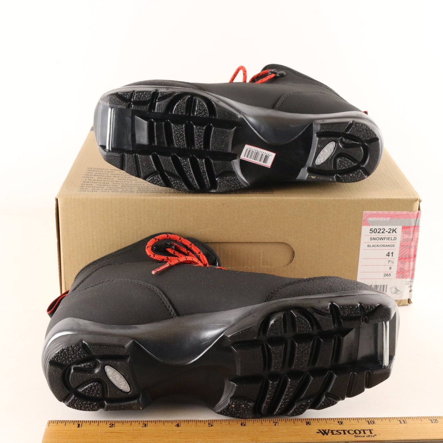 Alpina Snowfield Black & Orange Mens Cross Country Ski Boots Size 8 USA 5022-2k