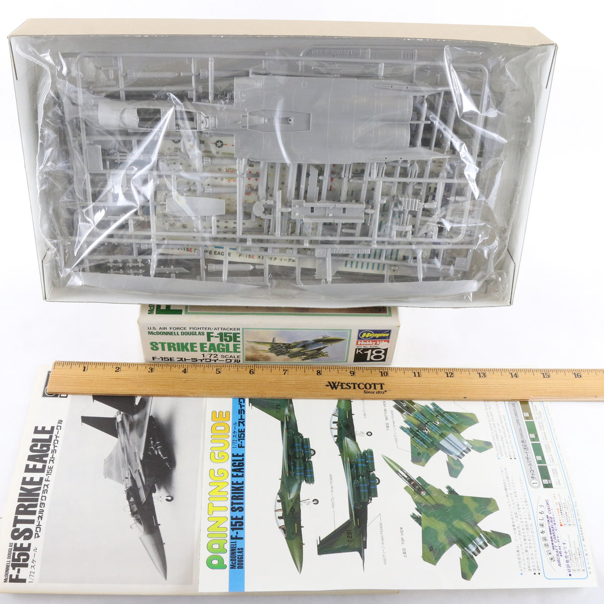 Mcdonnell Douglas F-15E Strike Eagle Fighter Plane Hasegawa 1:72 Model Kit K18