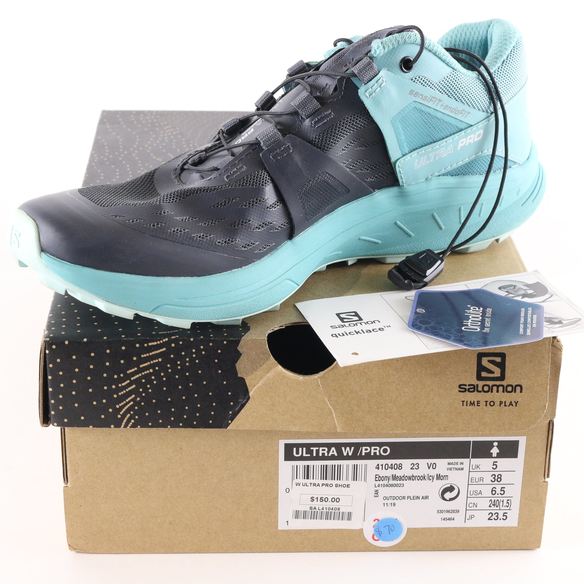 Salomon Ultra W/ Pro Ebony Meadowbrook Icy Womens Trail Running Shoes Size 6.5