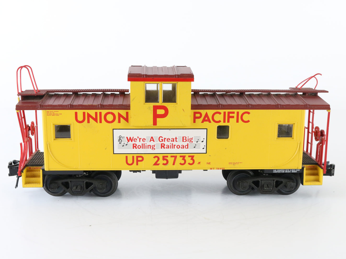 Atlas O Union Pacific UP 25733 Illuminated Red & Yellow Caboose Car