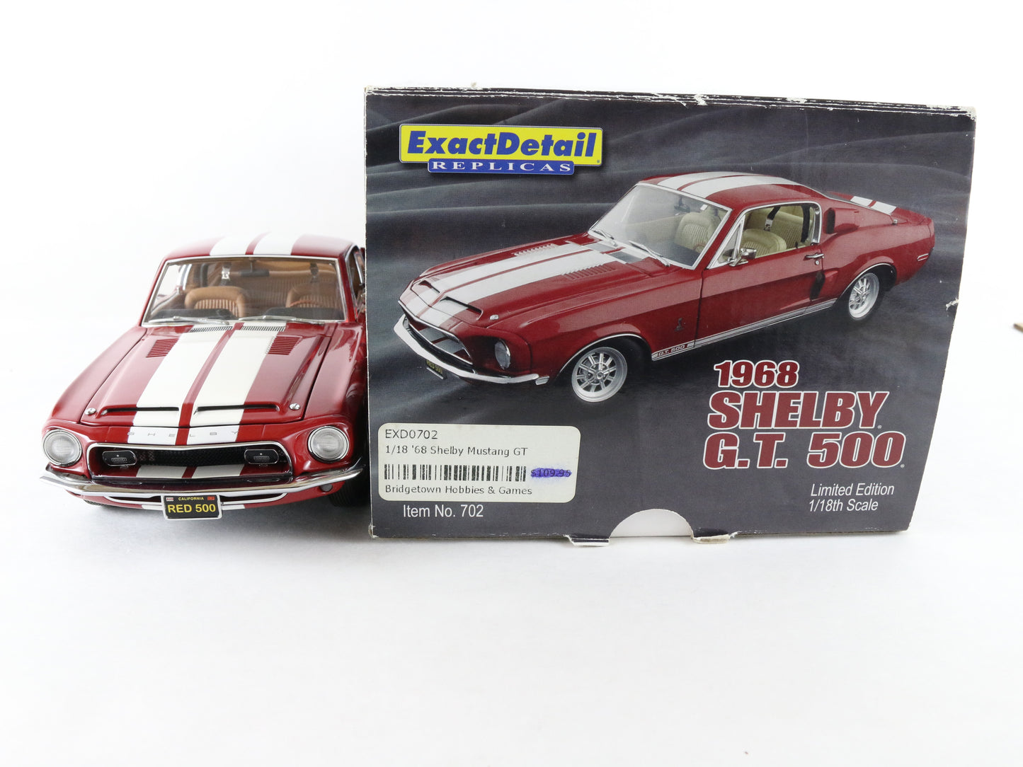 1968 Shelby GT 500 Red & White Exact Detail Replicas 1:18 Metal Model Car