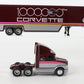 White GMC Integral Sleeper Aero E6 Metal Semi Truck & Corvette Trailer 1:64