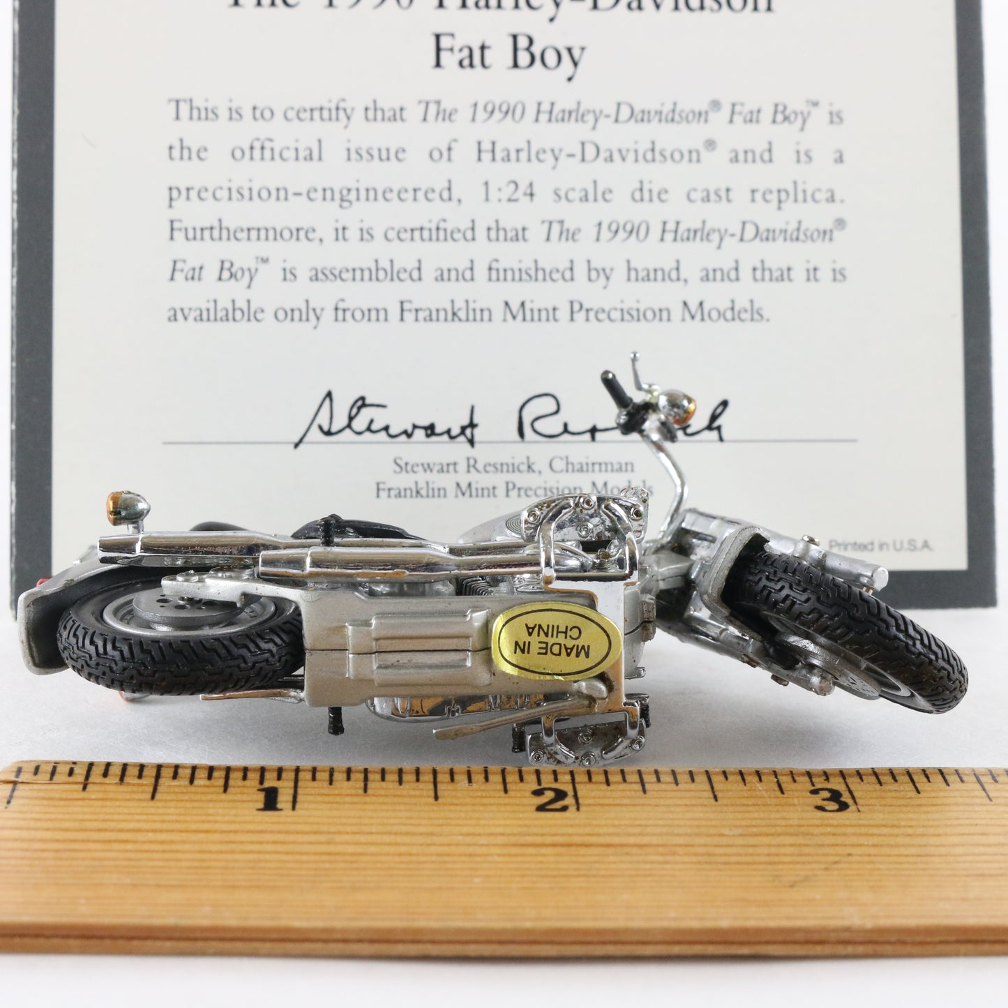 1990 Harley Davidson Fat Boy Gray Franklin Mint 1:24 Diecast Model Motorcycle