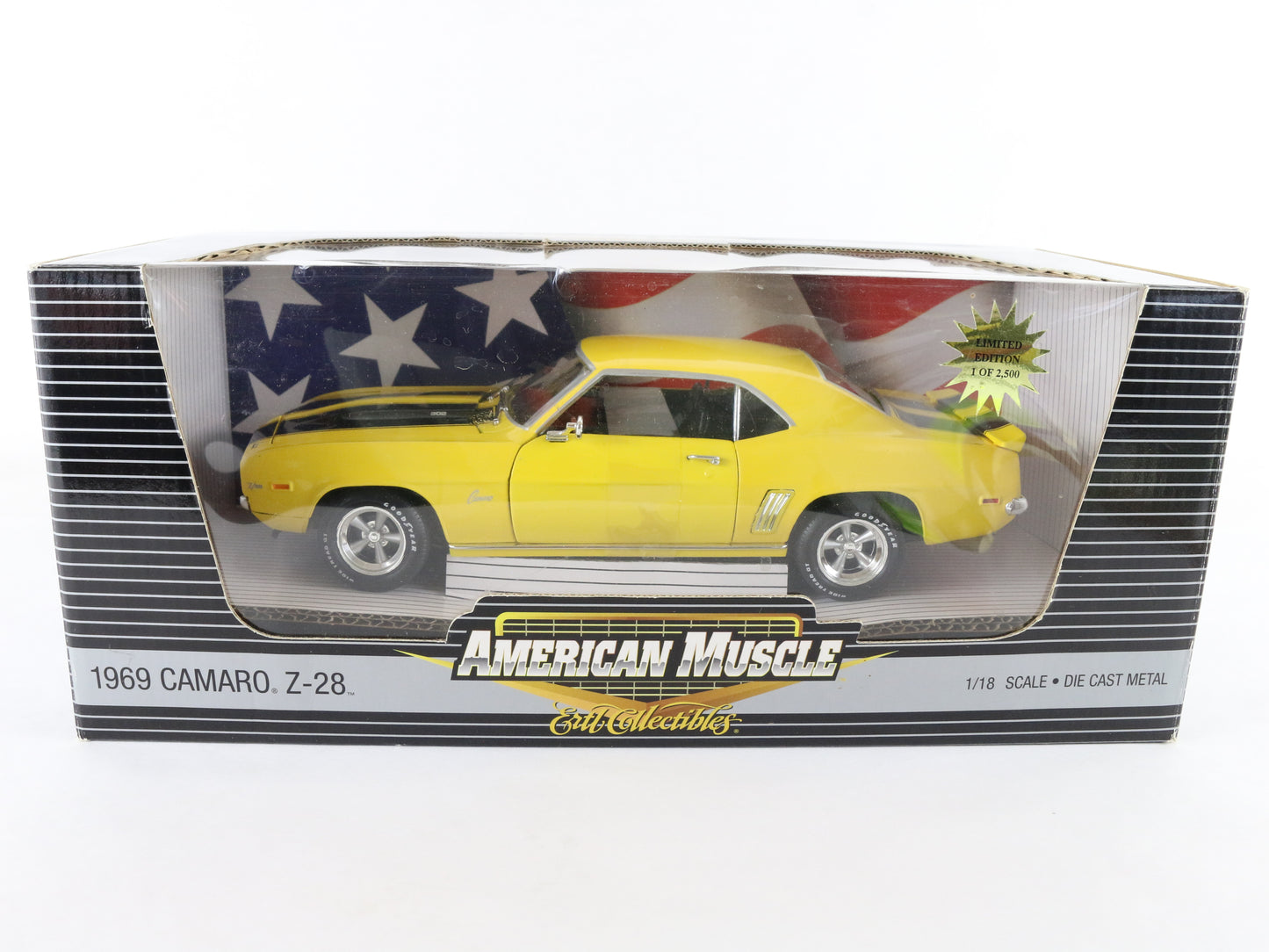 1969 Chevy Camaro Z28 Yellow American Muscle ERTL 1:18 Diecast Model Car 33572