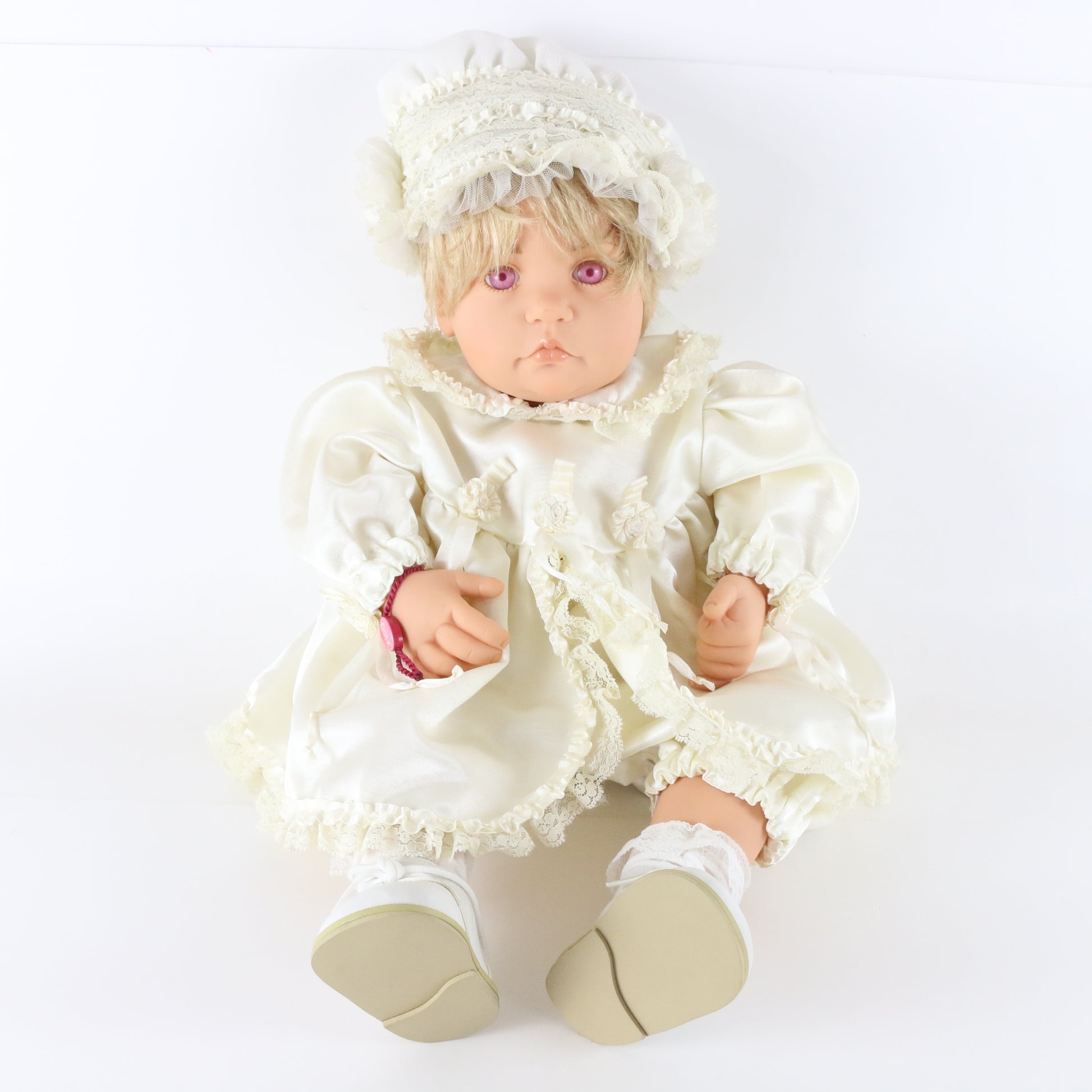Gotz White Dress & Cowl Girl Large 20" Vinyl Baby Doll