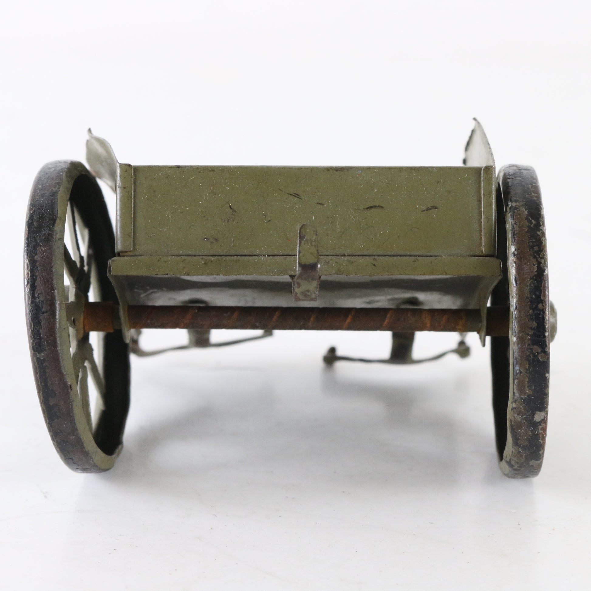 Lineol-style metal horse-drawn military supply cart Germany vintage toy
