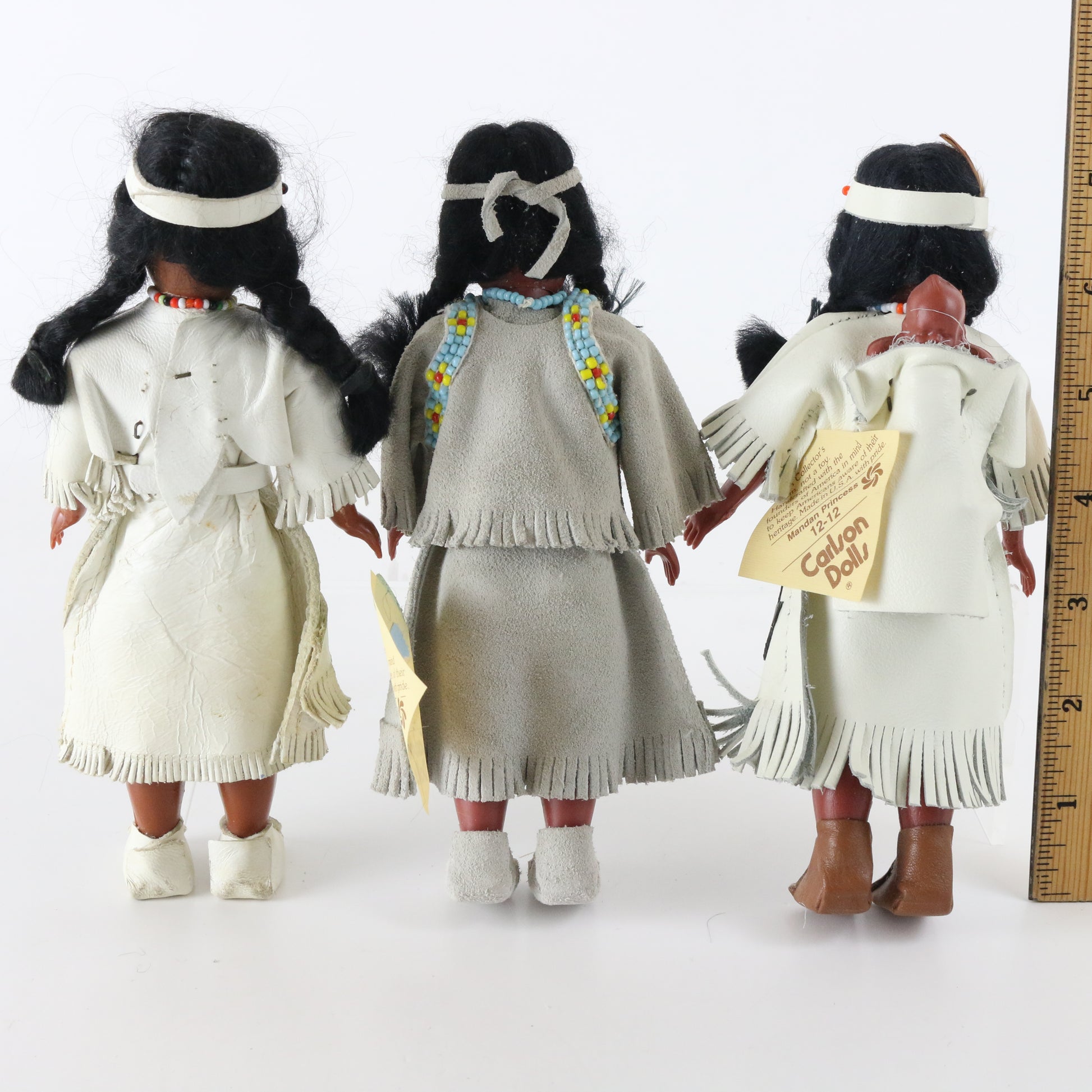 Lot Of 3 Pocahontas Mandan Princess Carlson Native American Dolls 7.25"