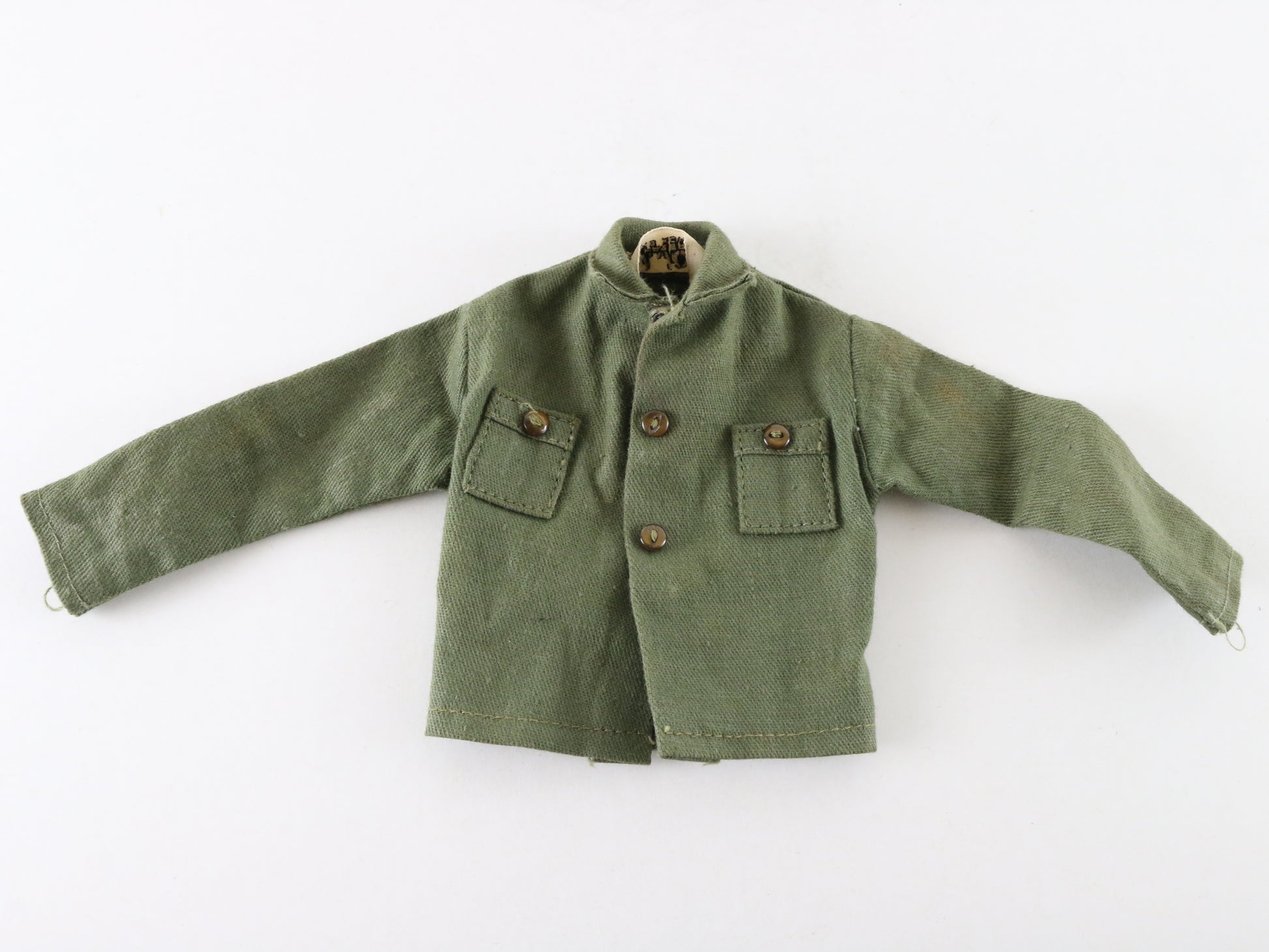  1964 Hasbro Gi Joe Olive Green Fatigue Jacket For 12” Figures Hong Kong