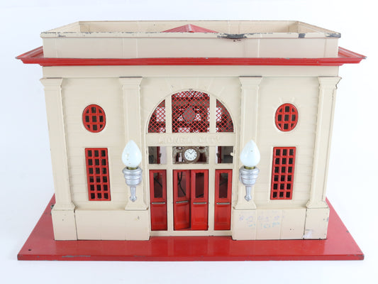 City Passenger Train Station Red & White Tinplate Lionel O 115 Tinplate classic station building for O gauge