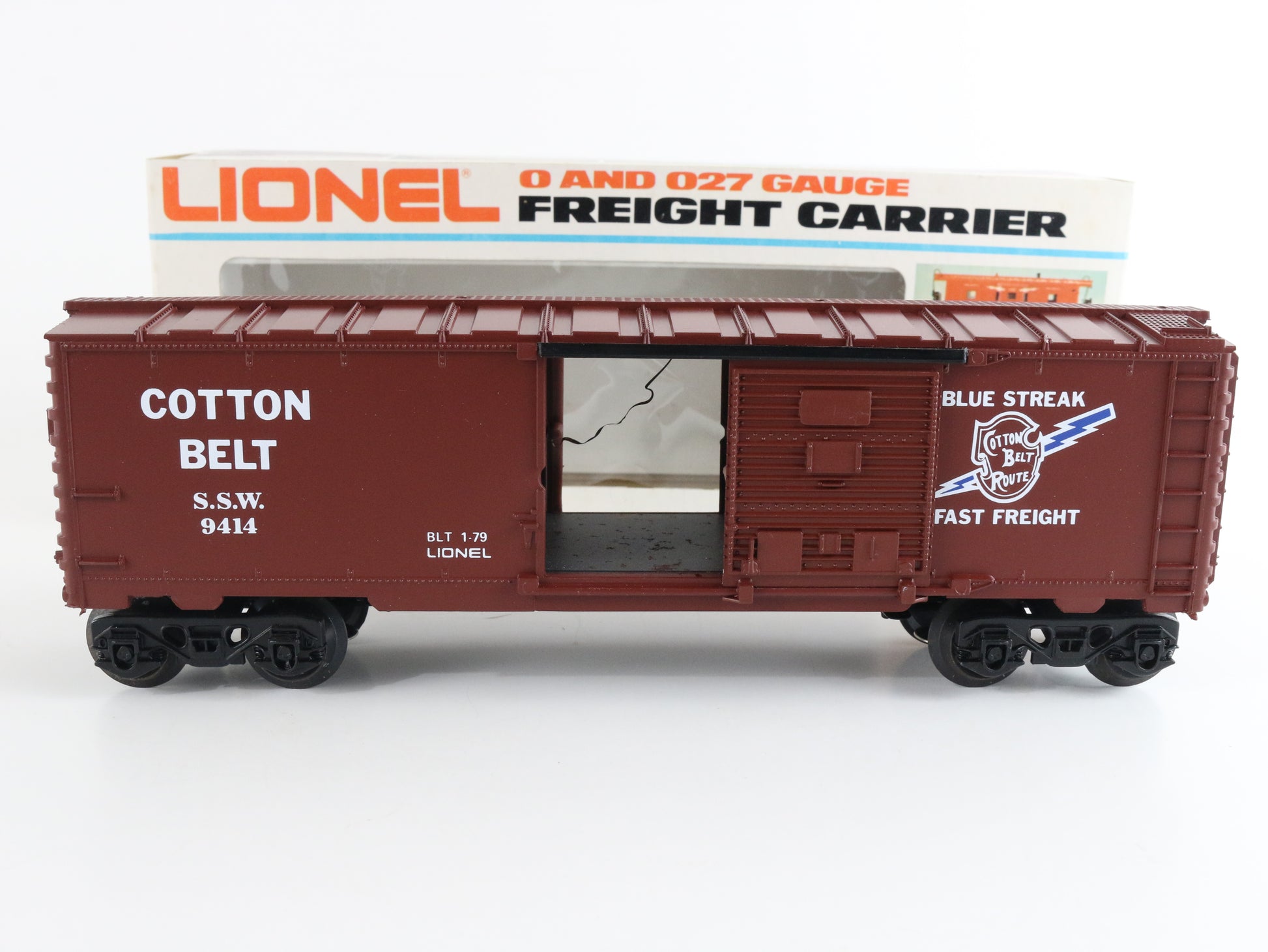 Cotton Belt Blue Streak SSW 9414 Boxcar Model Train Lionel O 6-9414 vibrant freight box car Southern Pacific