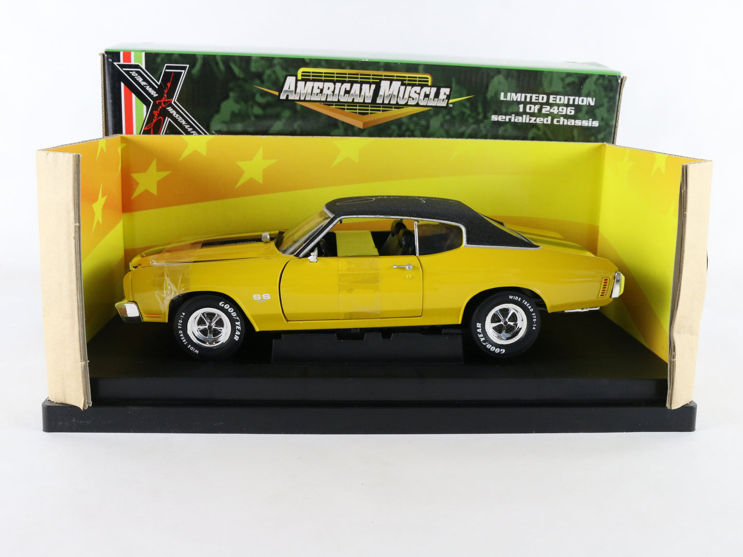 1970 Chevy Chevelle SS Yellow John Force Signature American Muscle ERTL 1:18 Car