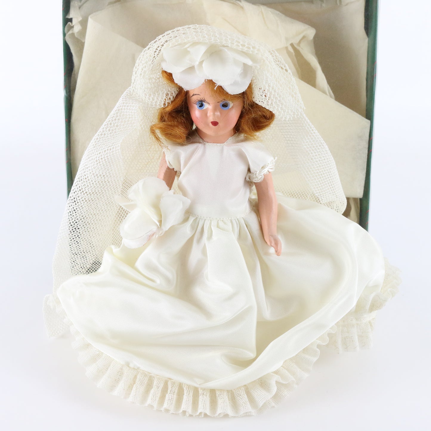 Vintage 1930s Nancy Ann Storybook Wedding Dress Girl Bisque Doll 7.5"