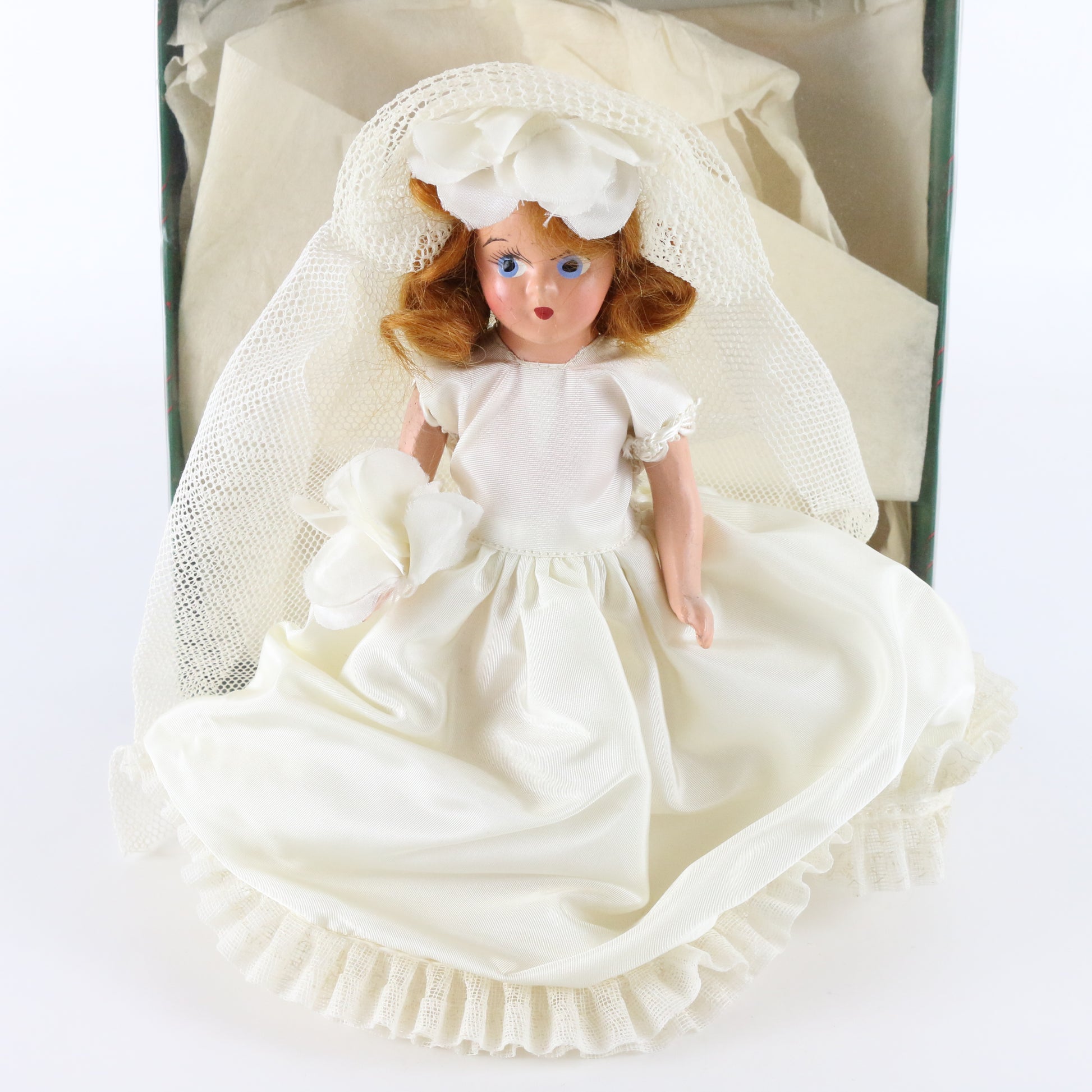 Vintage 1930s Nancy Ann Storybook Wedding Dress Girl Bisque Doll 7.5"