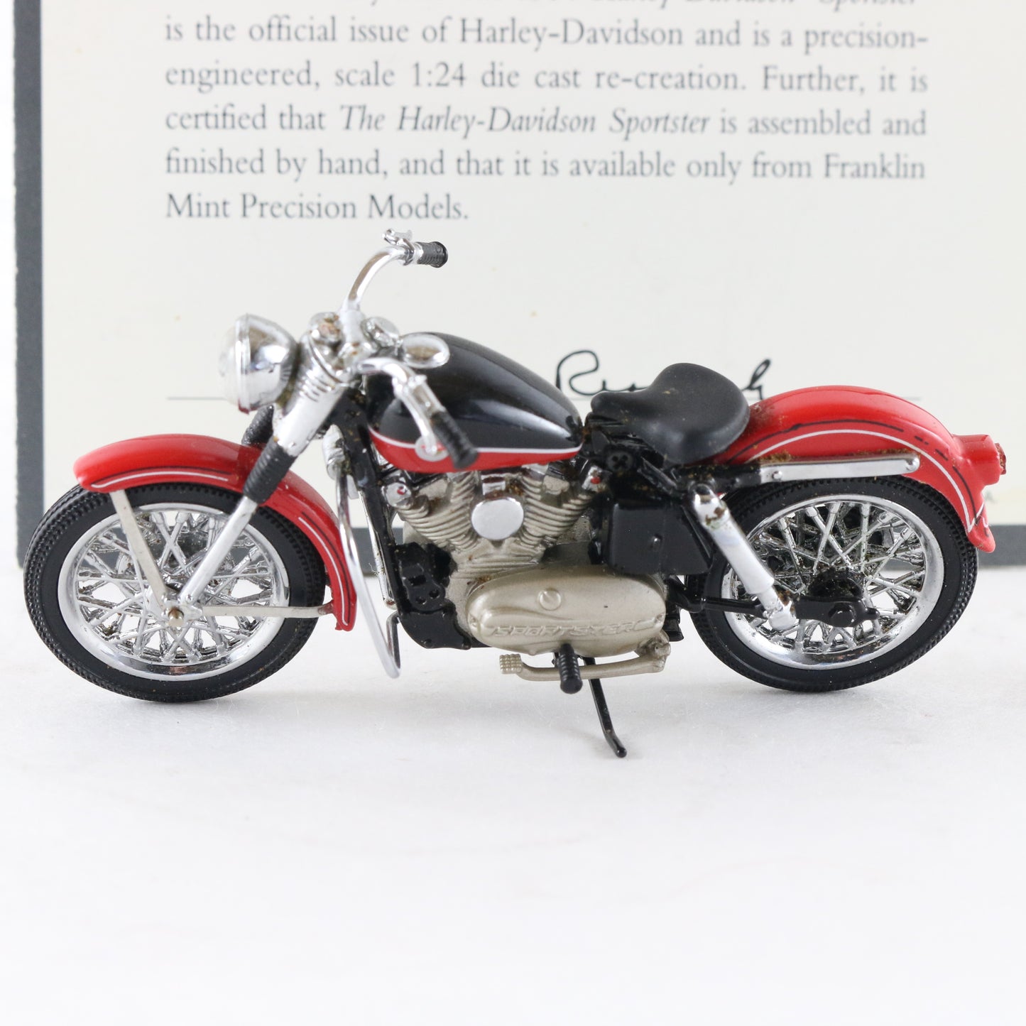 1957 Harley Davidson Sportster Red Black Franklin Mint 1:24 Model Motorcycle