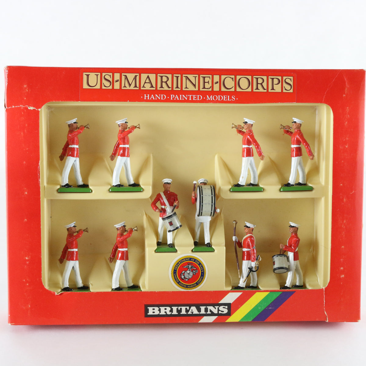 USMC US Marine Corps Drum Major Set Of 10 Soldiers Britains 1:32 7305 Metal