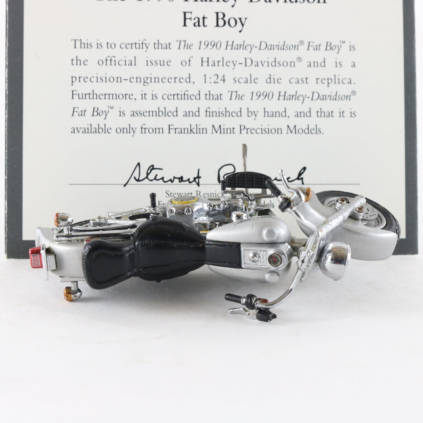 1990 Harley Davidson Fat Boy Gray Franklin Mint 1:24 Diecast Model Motorcycle
