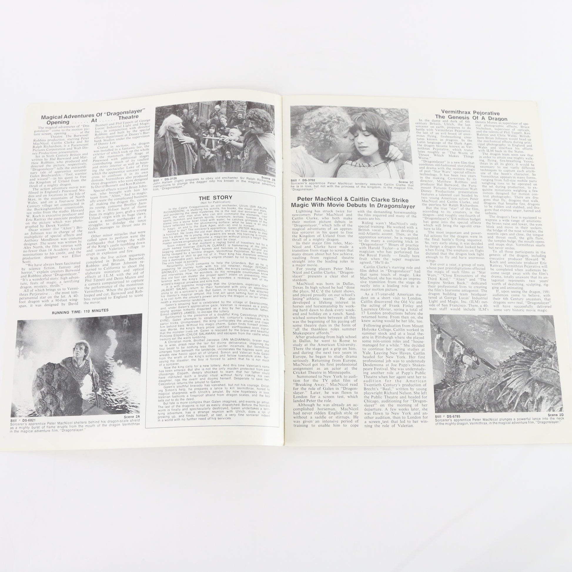 Dragonslayer 1981 Paramount Disney Original Movie Press Booklet
