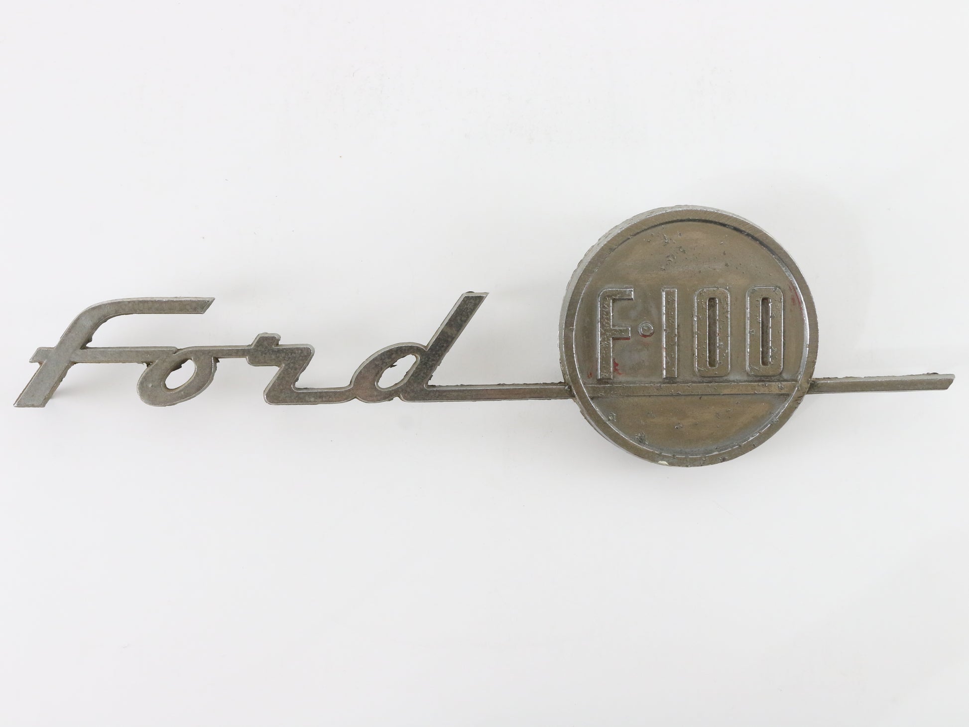 Vintage 1955 Ford F-100 Truck Metal Silver Automobile Emblem