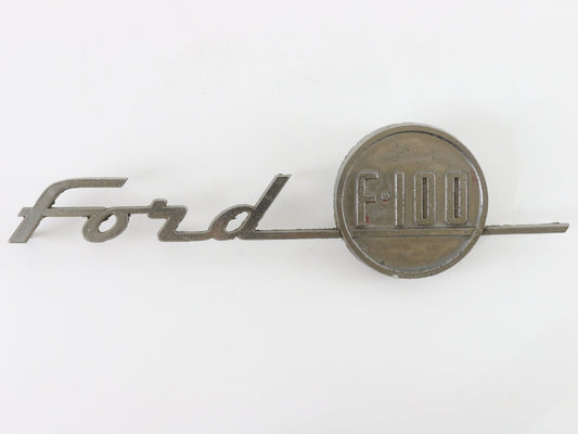 Vintage 1955 Ford F-100 Truck Metal Silver Automobile Emblem