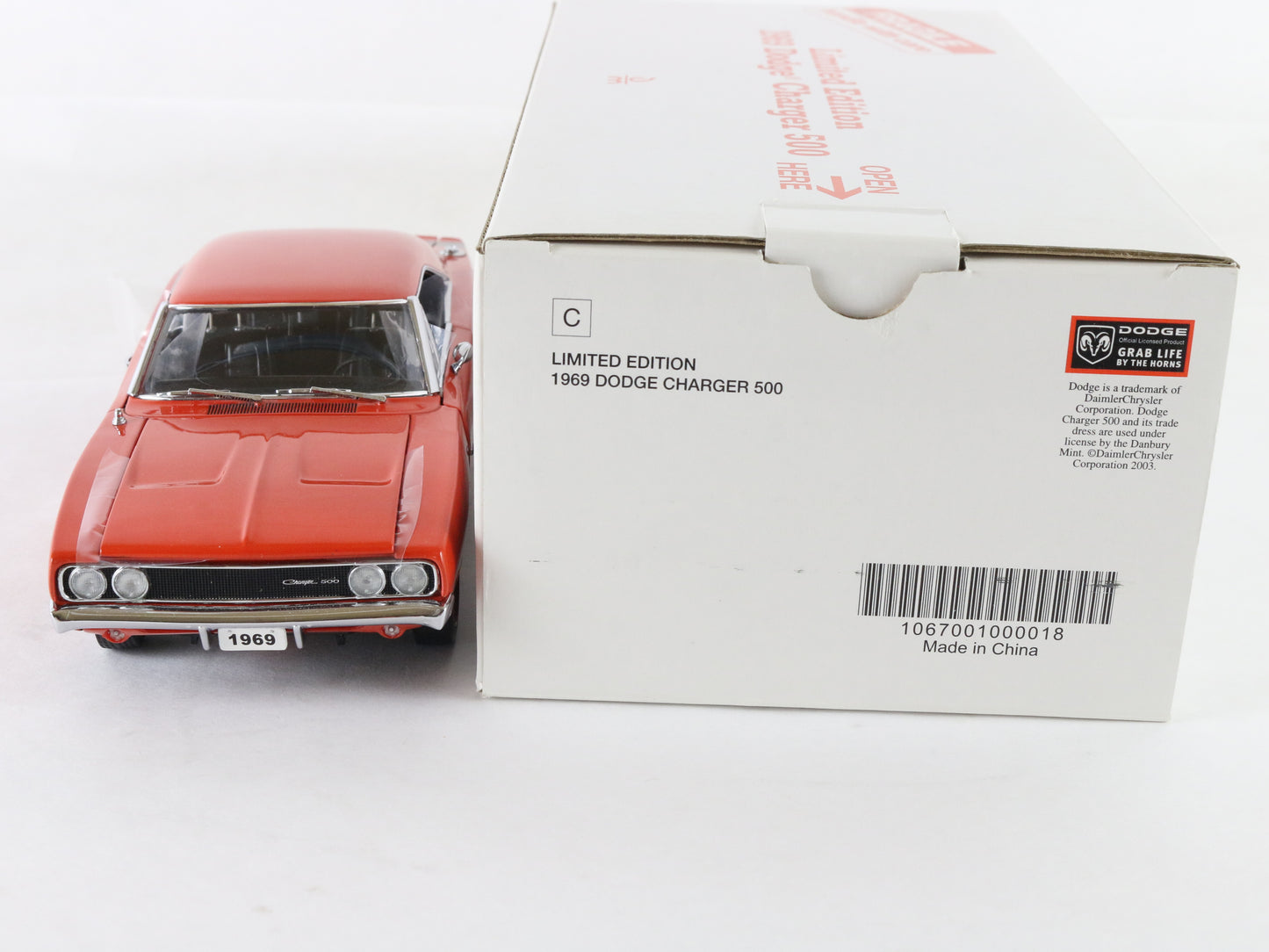 1969 Dodge Charger 500 Orange Black Limited Danbury Mint 1:24 Diecast 3036/5000