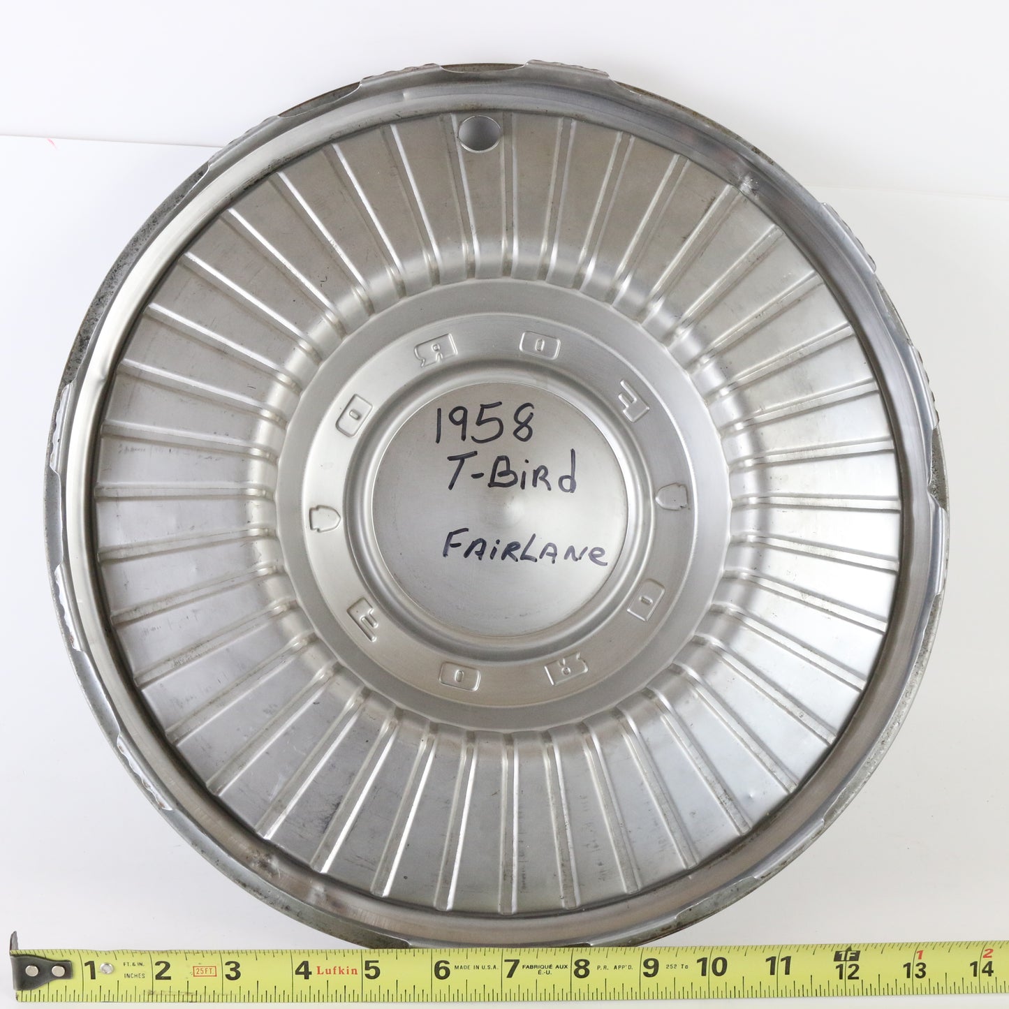Vintage 1958 Ford Thunderbird T-bird Fairlane Metal Wheel Hubcap 14.25"