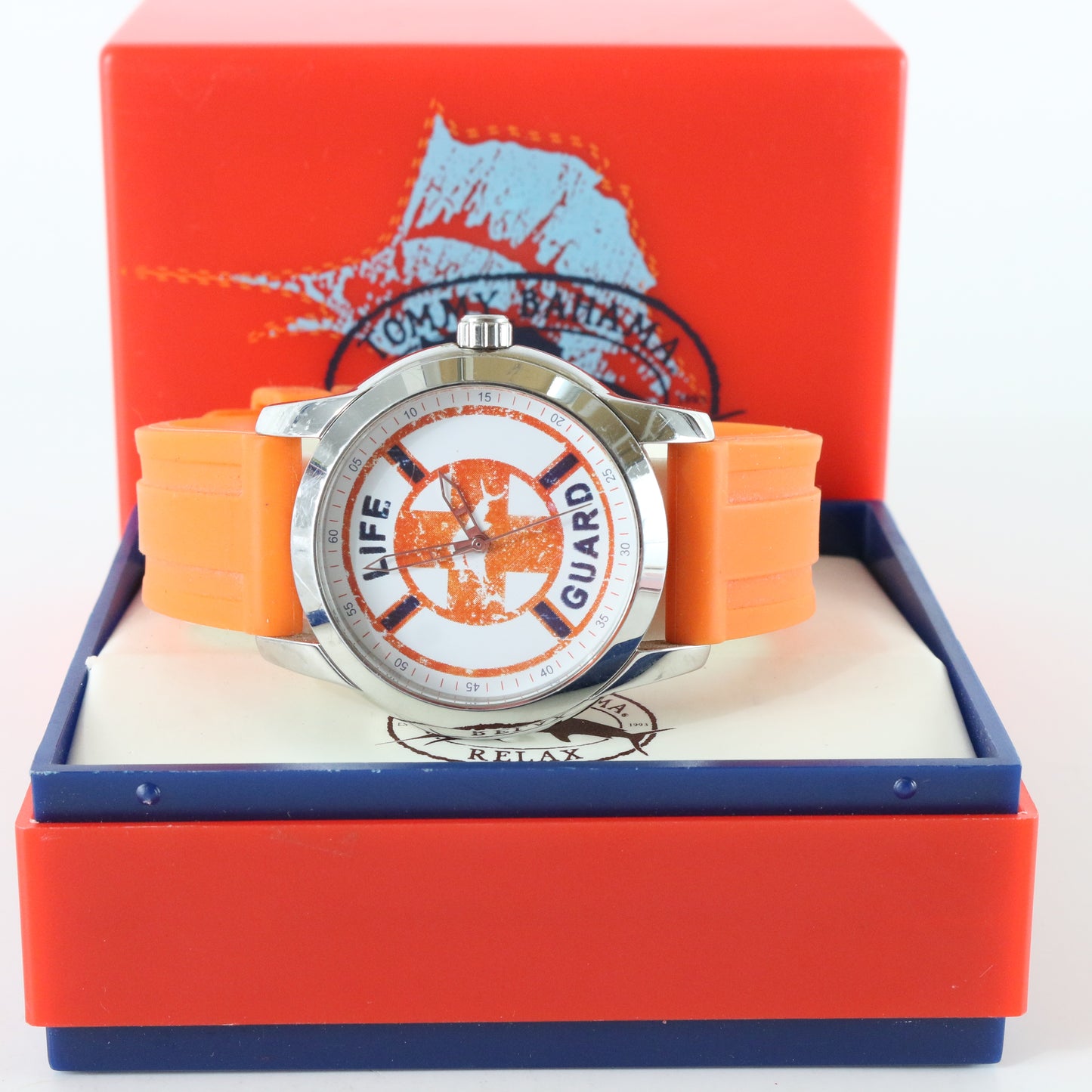 Tommy Bahama Relax Life Guard Watch with Orange Band 5 ATM RLX1149 S301