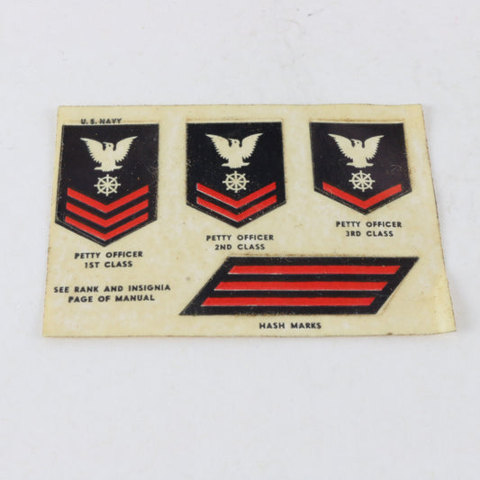  1960s Gi Joe Action Man Navy Sailor Insignia Decal Sticker Sheet