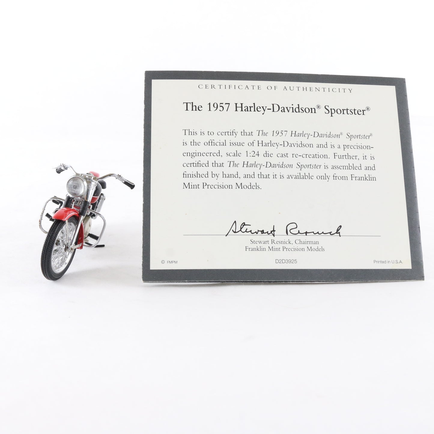 1957 Harley Davidson Sportster Red Black Franklin Mint 1:24 Model Motorcycle
