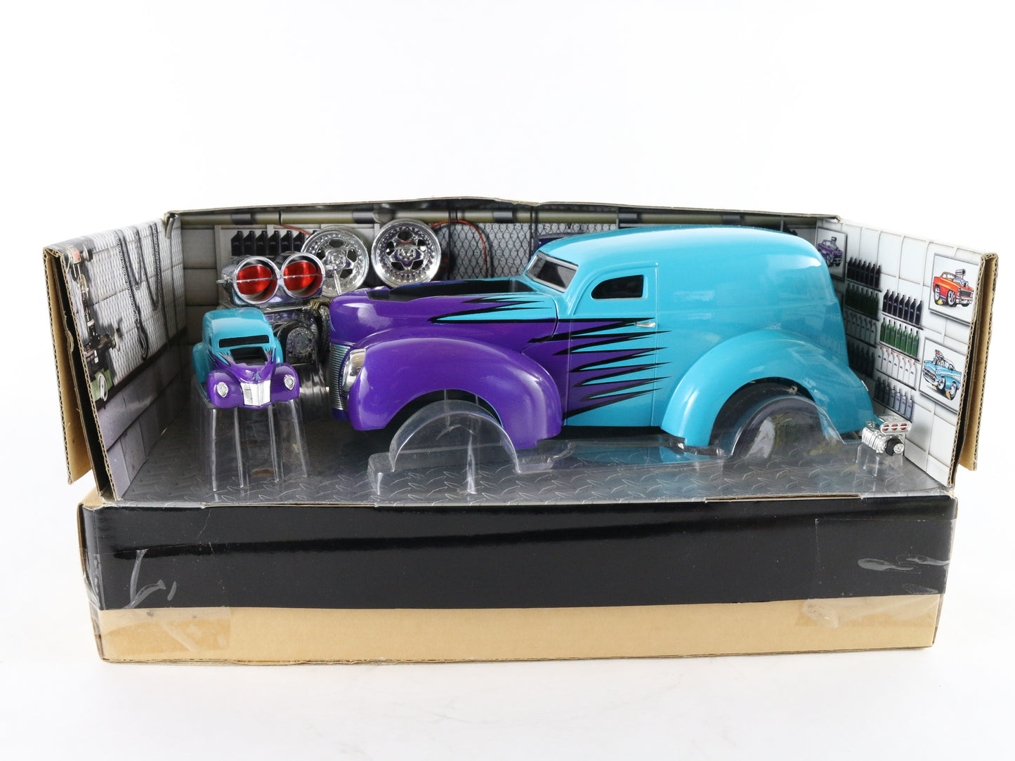 1940 Ford Delivery Blue Flame Build 1:18 & 1:64 Muscle Machine Diecast Cars