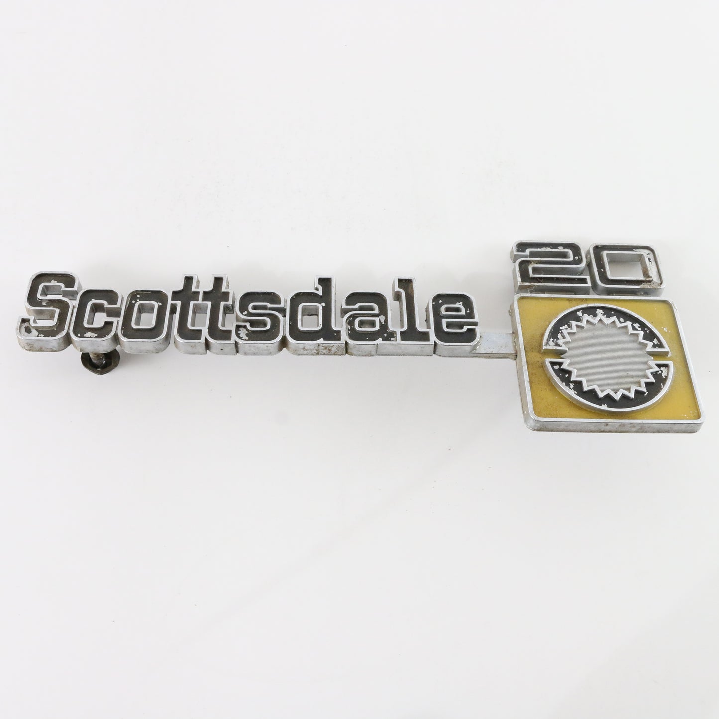 Vintage 1970s Chevrolet Scottsdale 20 Metal Fender Badge Emblem