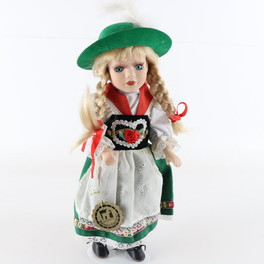 Vintage Reinart Faelens 12" Porcelain Doll W/ Dress & Hat