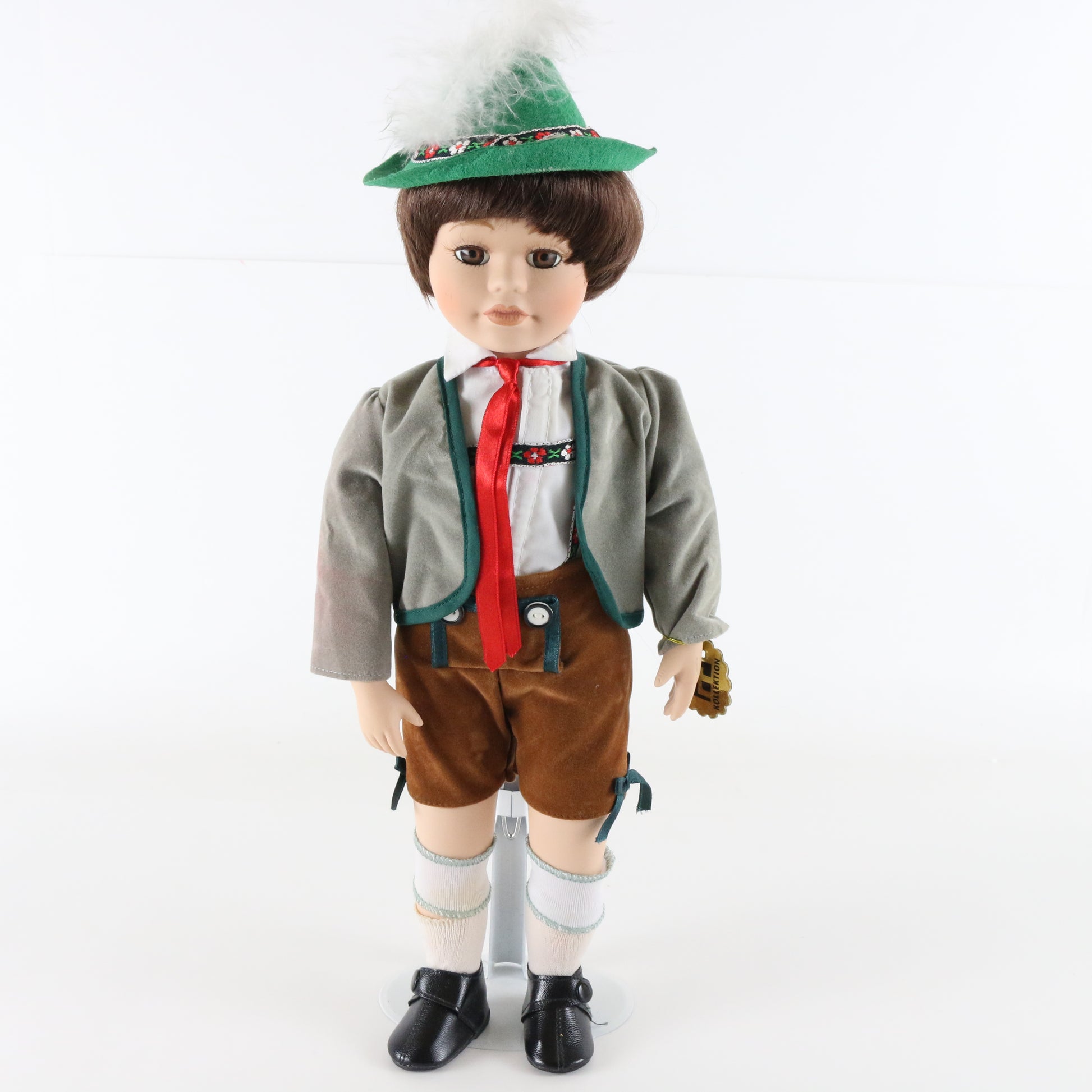 Vintage German Boy Chili Euro-exquisite Large 16" Porcelain Doll W/ Hat