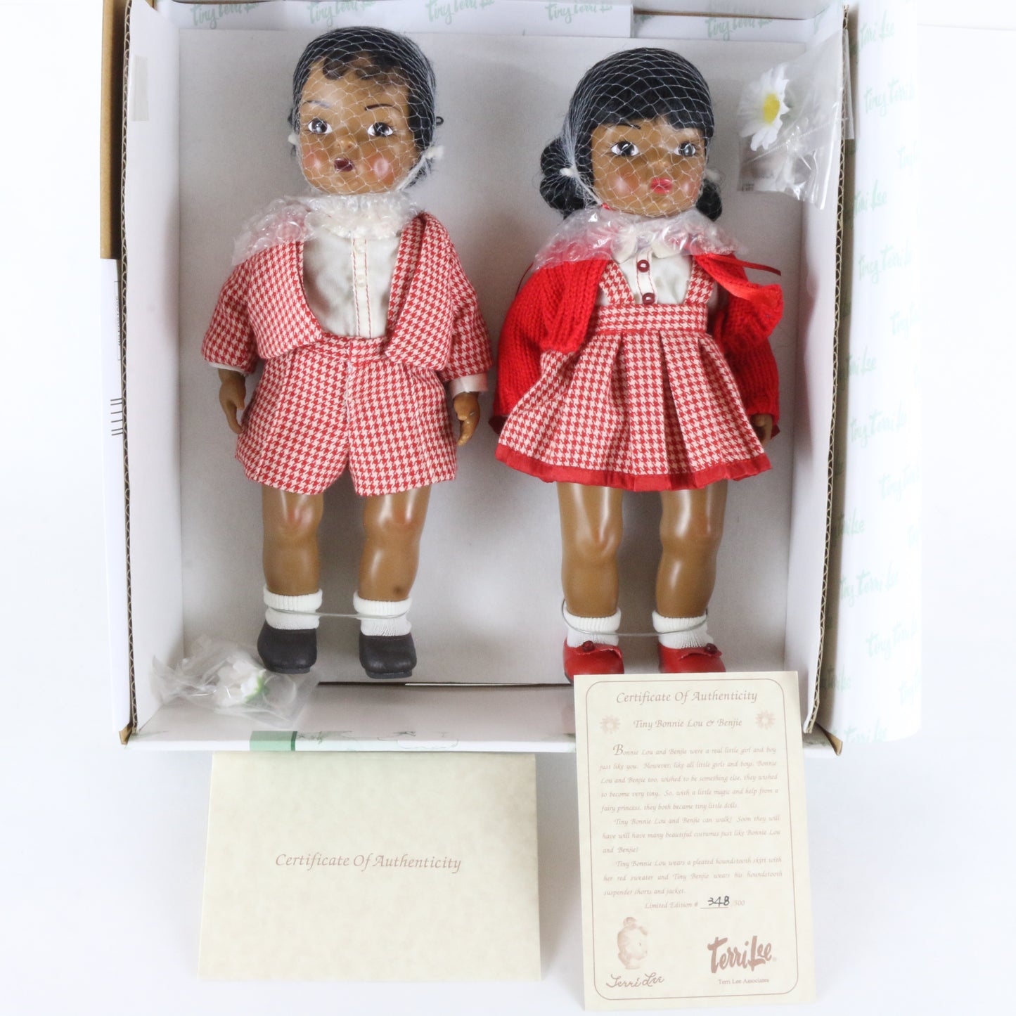Terri Lee Tiny Bonnie & Benjie Red Outfits Black 10" Vinyl Dolls 90025