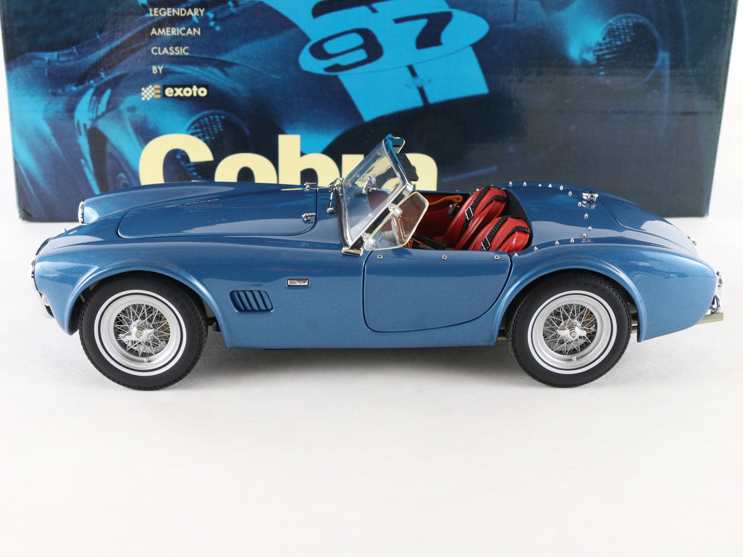1963 Shelby Cobra 289 Blue Convertible Racing Legends Exoto 1:18 Model Car