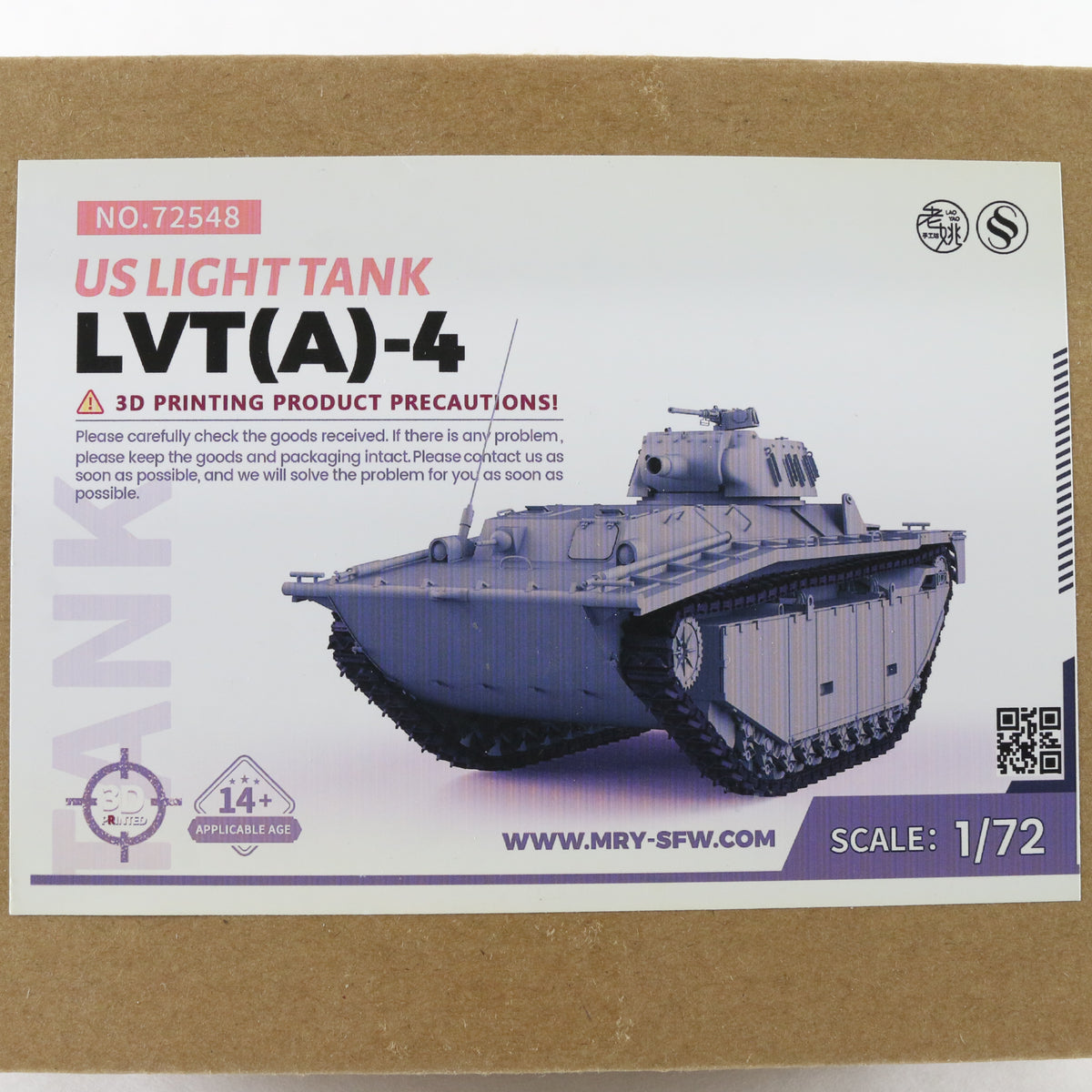 LVT(A)-4 US Light Tank SS Model 1:72 72548 3D Printed Military Vehicle