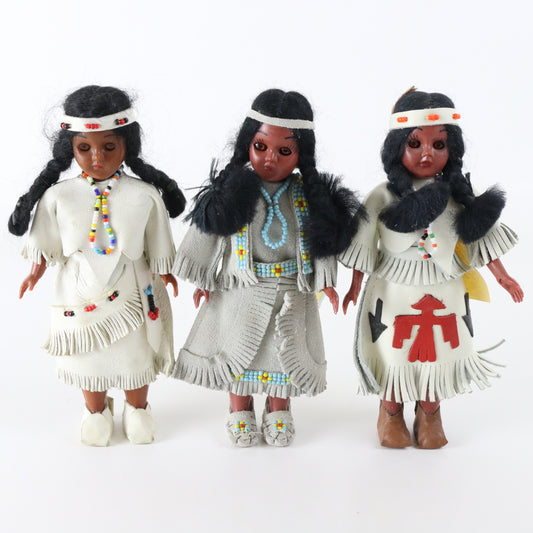 Lot Of 3 Pocahontas Mandan Princess Carlson Native American Dolls 7.25"