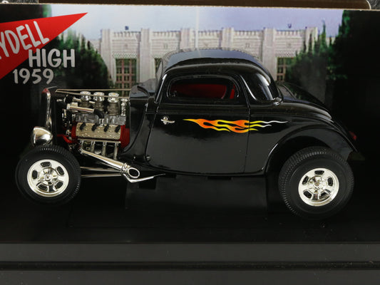 1934 '34 Ford Hot Rod Grease Movie American Muscle ERTL 1:18 Black +Flames 36602