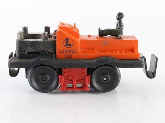 Lionel O 50 Orange Motorized Gang Car with Figure