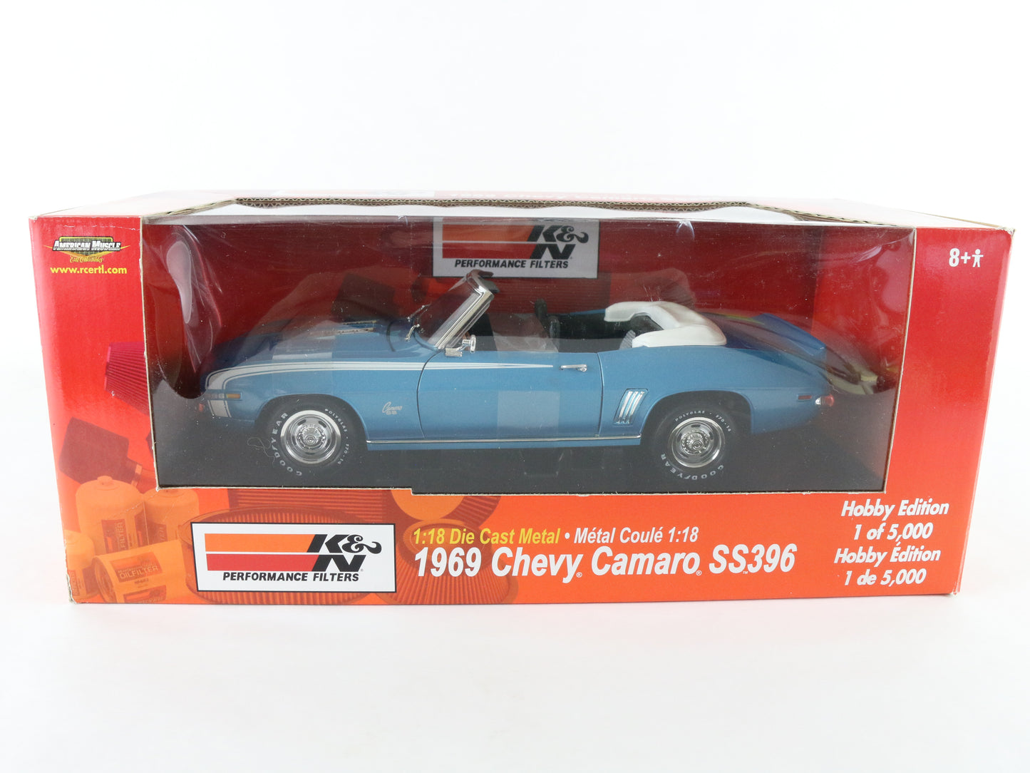 1969 Chevy Camaro Ss396 K&n Blue Convertible American Muscle ERTL 1:18 36996