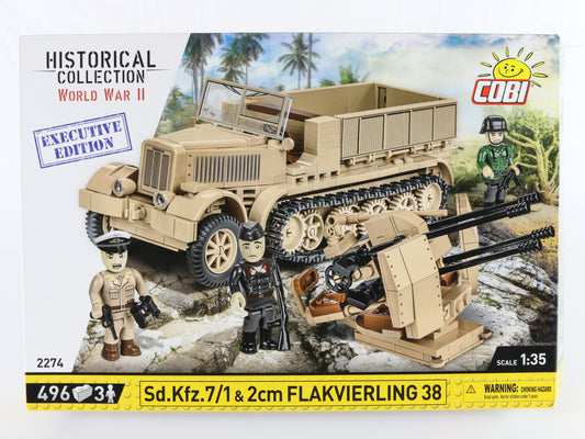 Sd.kfz 7/1 2cm Flakvierling 38 Half Track with AA Gun German WW2 Cobi 1:35 2274